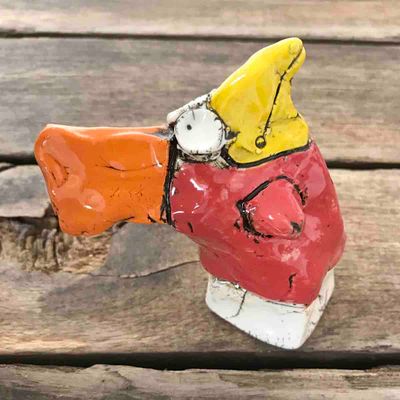 Rød pipp, 10 cm skulptur