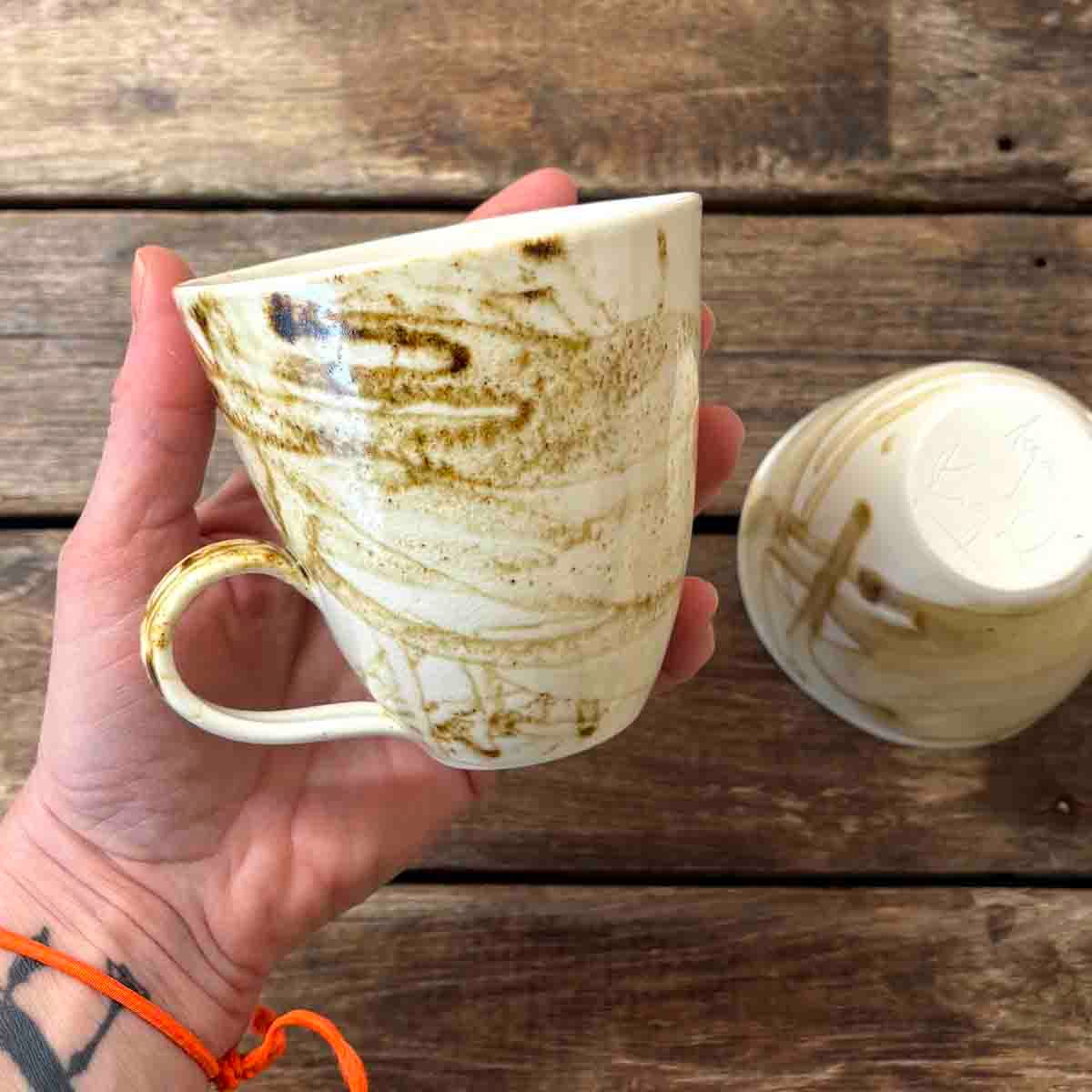 Aske, kopp med hank porselen 10 cm