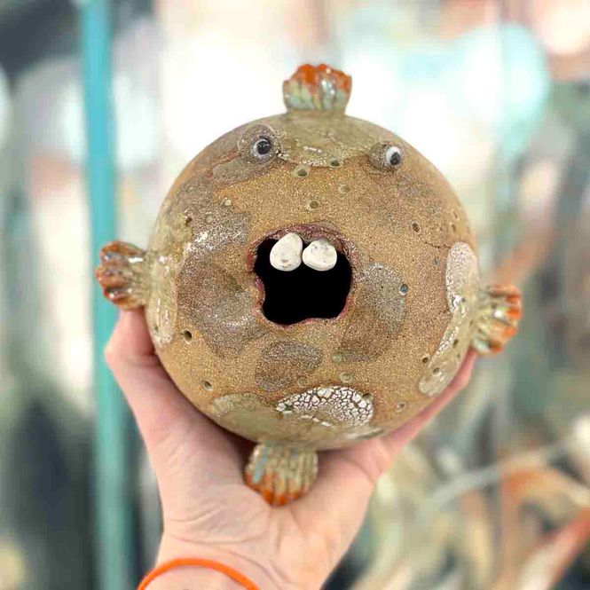 Hovedbilde Kule-fisk, vegg-skulptur ca 13x13x13 cm (no.72)