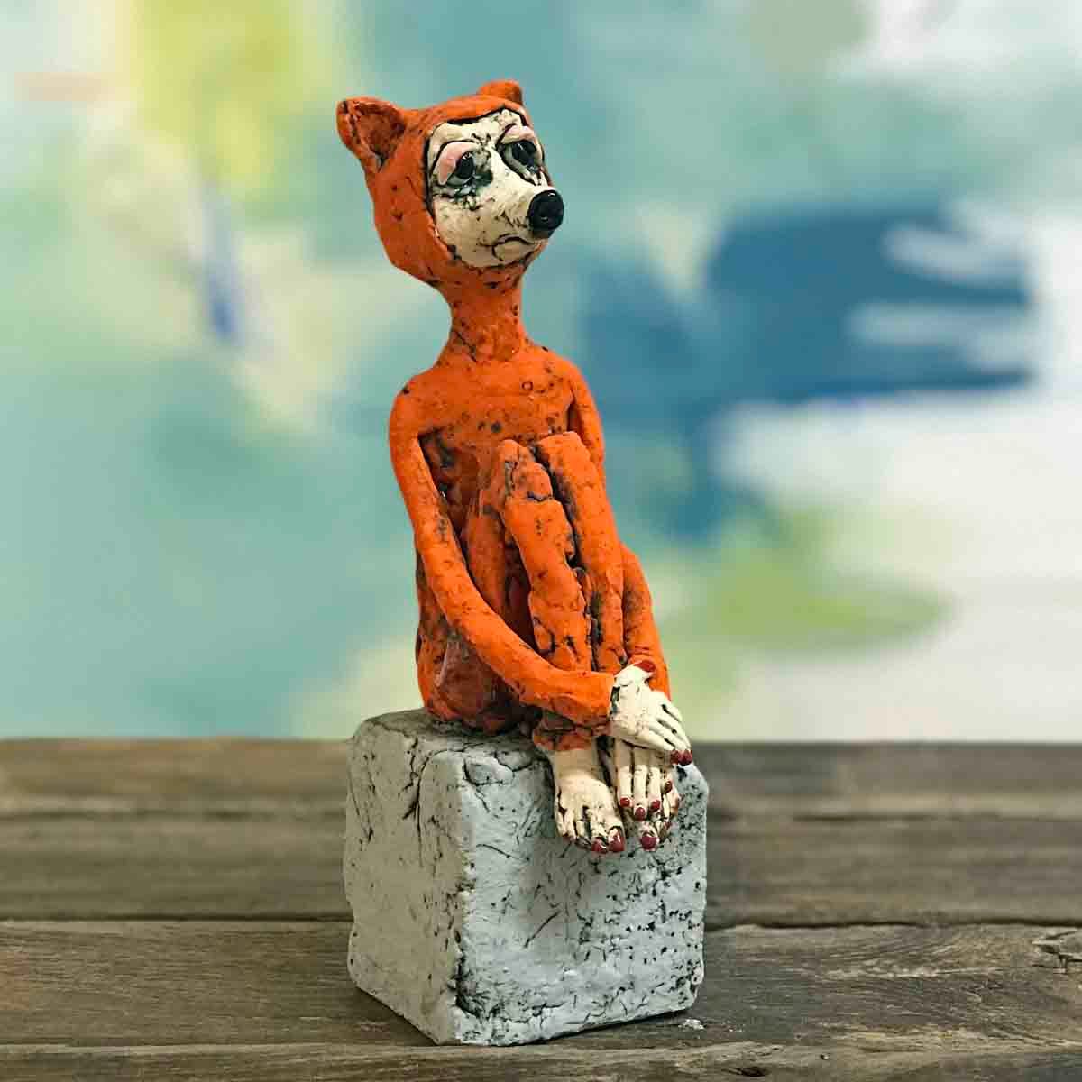 Mikkel rev, skulptur 21 cm (S)