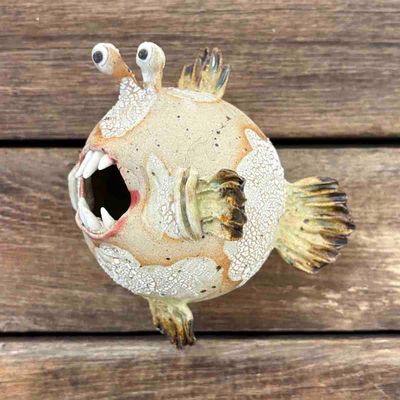 Kulefisk, vegg-skulptur (kropp ca 9x9 cm) (no.69)