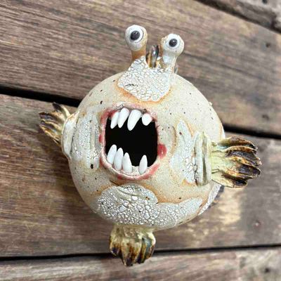 Kulefisk, vegg-skulptur (kropp ca 9x9 cm) (no.69)