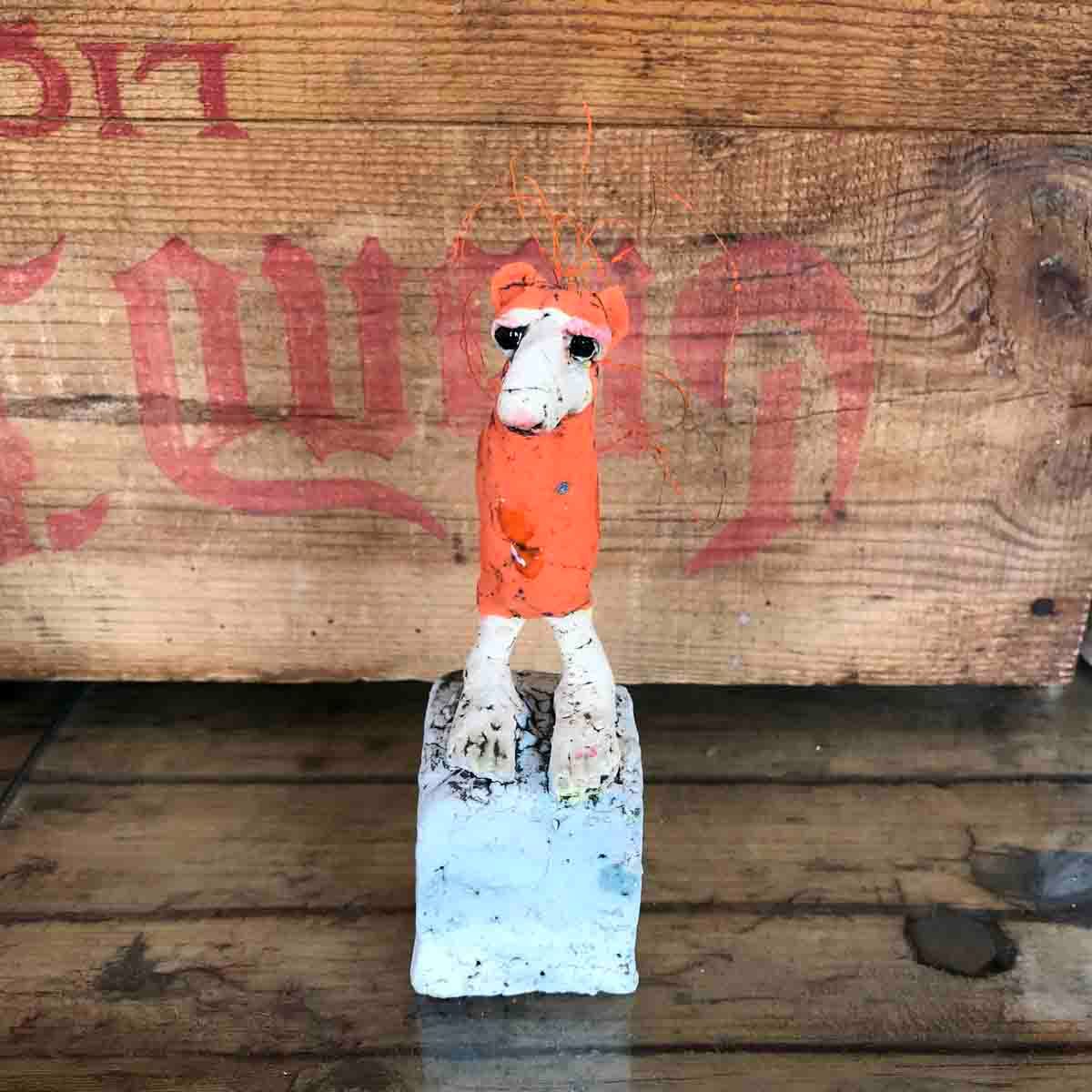 Pinnsvin mini (mørk oransje), skulptur 11-13 cm
