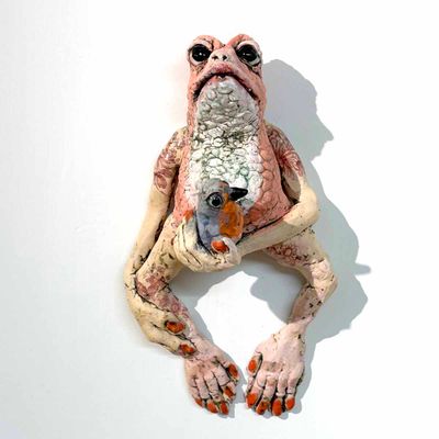 Bird frog, skulptur vegg 27 cm
