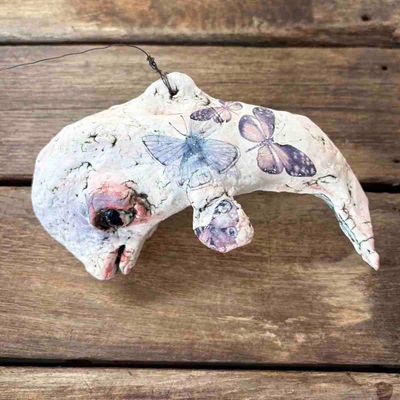 Hval, hengende tak-skulptur 17 cm (H-017)