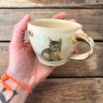 Kattunger, kopp keramikk ca 7,5 h cm (11)