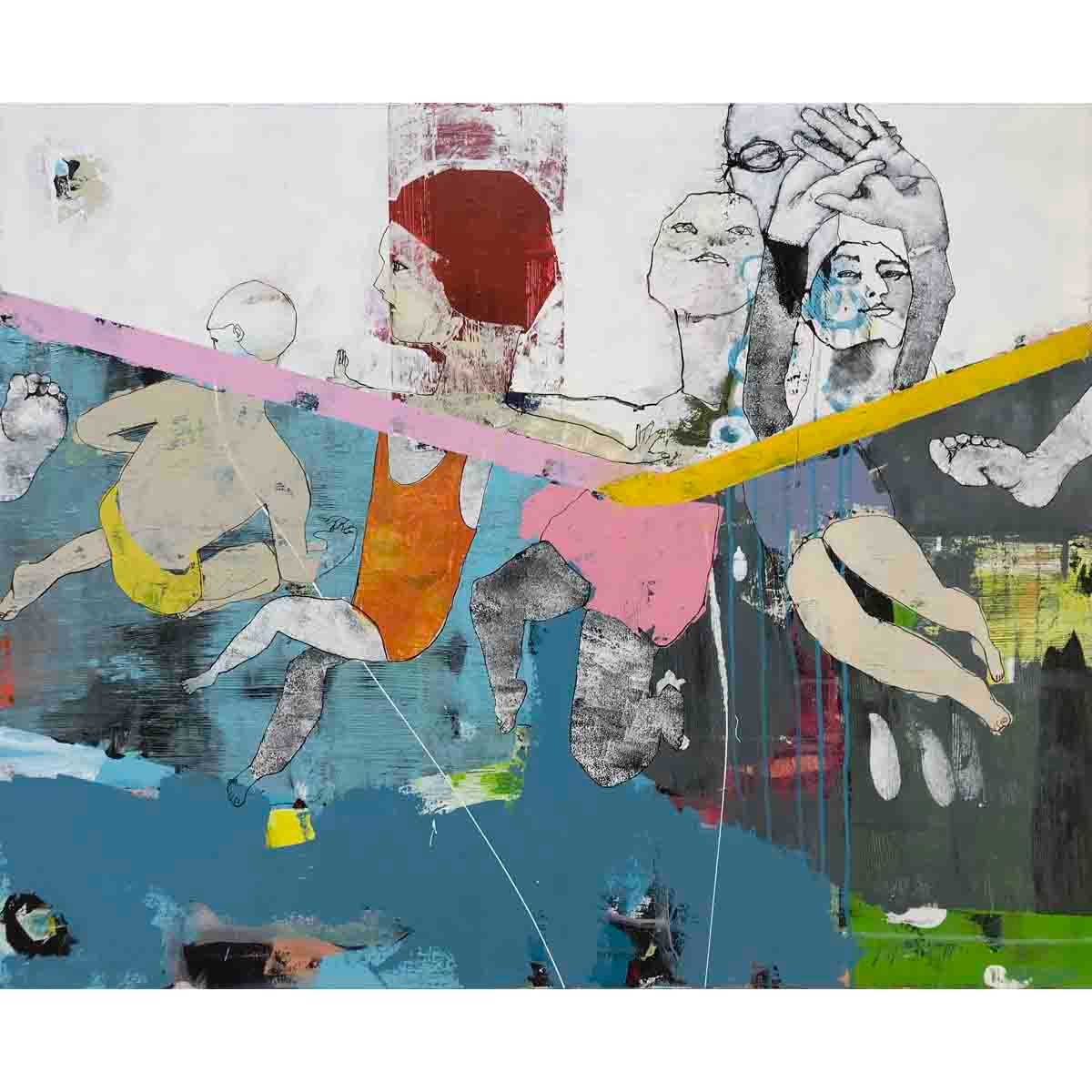 Svømmerne, 100x81 maleri